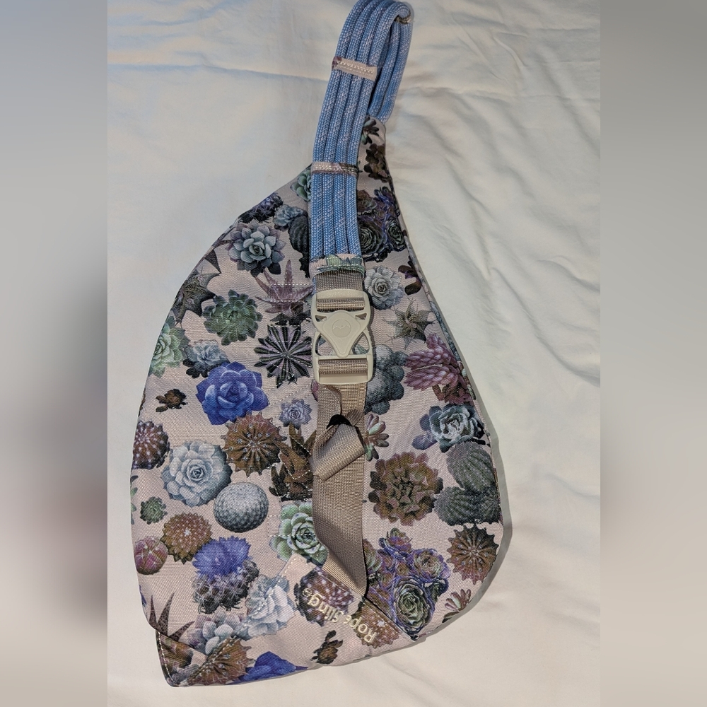 KAVU Bag Rope Sling  Floral Succulent Print Lavender Strap Camping Hiking Travel - Picture 3 of 7